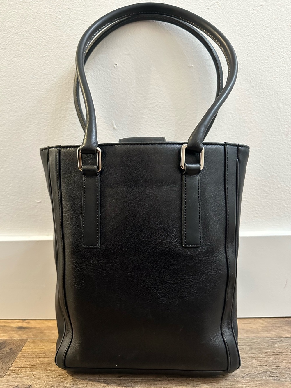 Vintage Coach 9422 Bonnie Legacy Slim Tote Shoulder Bag Black Leather Silver EUC